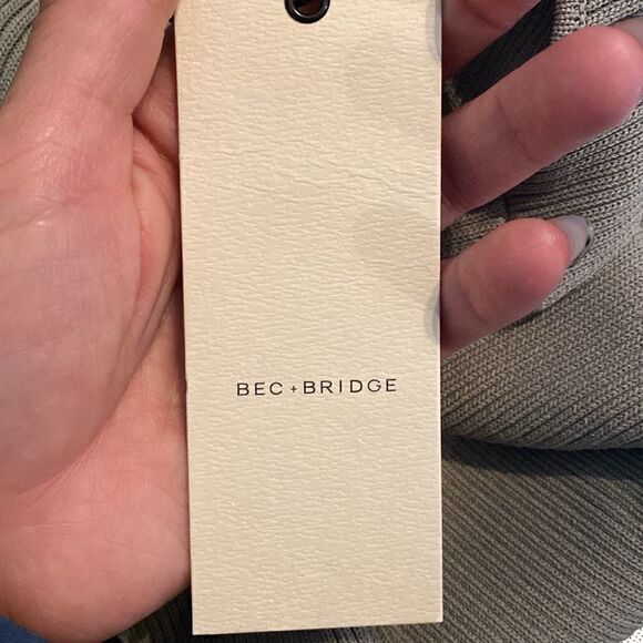 NWT Bec and Bridge Versailles Knit Mini Bodycon Sculpted Sage Green Dress - Picture 8 of 12